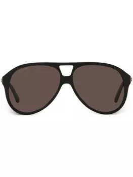 Gucci Eyewear солнцезащитные очки-пилоты с логотипом Interlocking G, черный