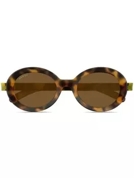 Gucci Eyewear солнцезащитные очки с логотипом, коричневый