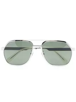 Gucci Eyewear солнцезащитные очки с логотипом, серебристый