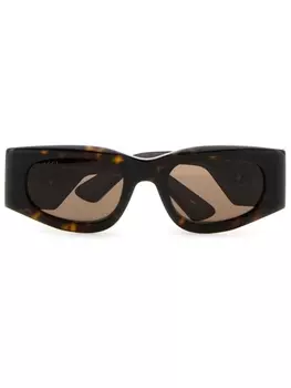 Gucci Eyewear солнцезащитные очки с прямоугольной оправой и эффектом черепахового панциря, коричневый