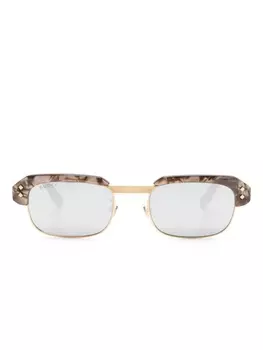 Gucci Eyewear солнцезащитные очки с тисненым логотипом, коричневый