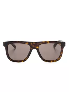Gucci Eyewear солнцезащитные очки трапециевидной формы, коричневый