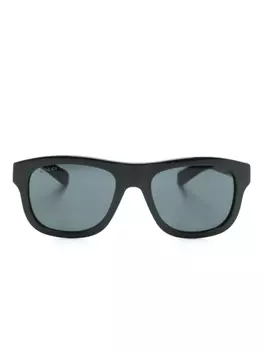 Gucci Eyewear солнцезащитные очки трапециевидной формы с логотипом, зеленый