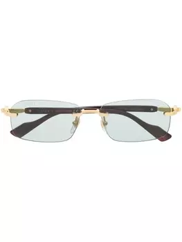 Gucci Eyewear солнцезащитные очки в безободковой квадратной оправе, золотистый