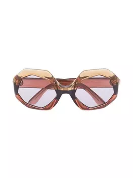 Gucci Eyewear солнцезащитные очки в геометричной оправе с логотипом, розовый