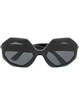 Gucci Eyewear солнцезащитные очки в геометричной оправе, черный