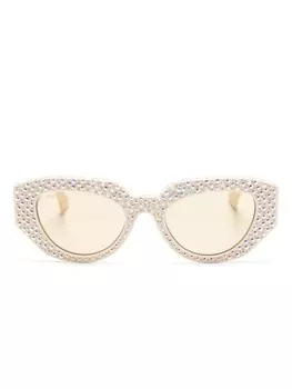 Gucci Eyewear солнцезащитные очки в геометричной оправе, нейтральный цвет