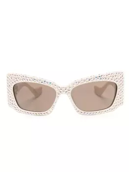 Gucci Eyewear солнцезащитные очки в геометричной оправе, нейтральный цвет