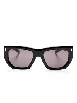 Gucci Eyewear солнцезащитные очки в геометричной оправе, черный