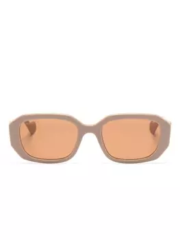 Gucci Eyewear солнцезащитные очки в геометричной оправе с декором Double G, нейтральный цвет