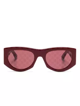 Gucci Eyewear солнцезащитные очки в геометричной оправе, красный