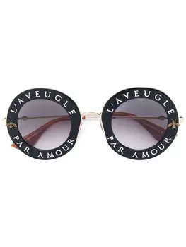 Gucci Eyewear солнцезащитные очки в круглой оправе, черный