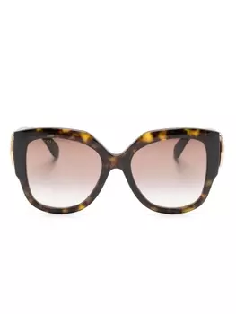 Gucci Eyewear солнцезащитные очки в круглой оправе с логотипом, коричневый