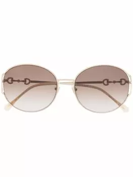 Gucci Eyewear солнцезащитные очки в круглой оправе, золотистый