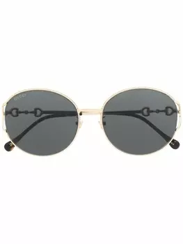 Gucci Eyewear солнцезащитные очки в круглой оправе, золотистый