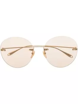 Gucci Eyewear солнцезащитные очки в круглой оправе, золотистый