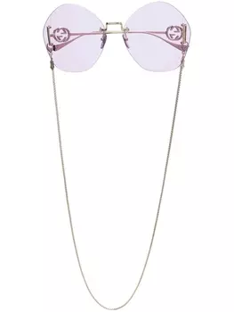 Gucci Eyewear солнцезащитные очки в круглой оправе, золотистый