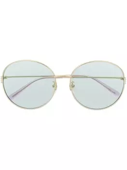 Gucci Eyewear солнцезащитные очки в круглой оправе, золотистый