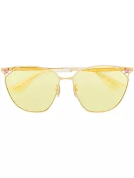 Gucci Eyewear солнцезащитные очки в круглой оправе, золотистый
