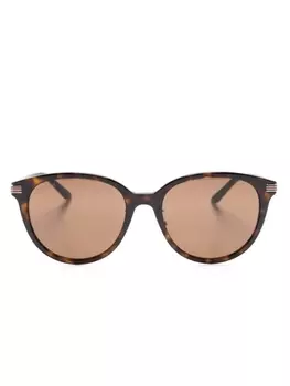 Gucci Eyewear солнцезащитные очки в круглой оправе с логотипом, коричневый