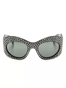 Gucci Eyewear солнцезащитные очки в круглой оправе с кристаллами, черный