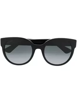 Gucci Eyewear солнцезащитные очки в круглой оправе с логотипом GG, черный