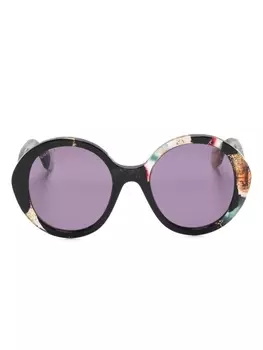 Gucci Eyewear солнцезащитные очки в круглой оправе с блестками, черный