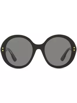 Gucci Eyewear солнцезащитные очки в круглой оправе с логотипом, черный