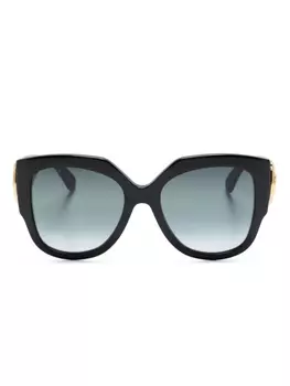 Gucci Eyewear солнцезащитные очки в круглой оправе с логотипом, черный