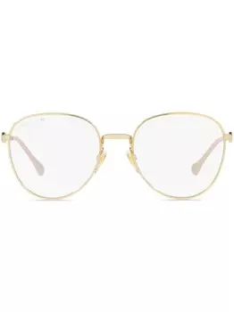 Gucci Eyewear солнцезащитные очки в круглой оправе, золотистый