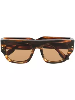 Gucci Eyewear солнцезащитные очки в квадратной оправе с логотипом, коричневый