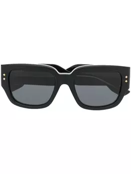 Gucci Eyewear солнцезащитные очки в квадратной оправе с логотипом, черный