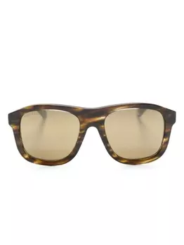 Gucci Eyewear солнцезащитные очки в квадратной оправе с логотипом, коричневый