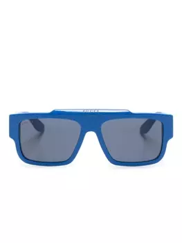 Gucci Eyewear солнцезащитные очки в квадратной оправе с узором GG Supreme, синий