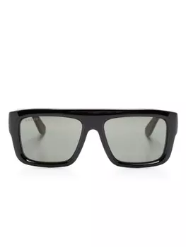 Gucci Eyewear солнцезащитные очки в квадратной оправе с логотипом, черный