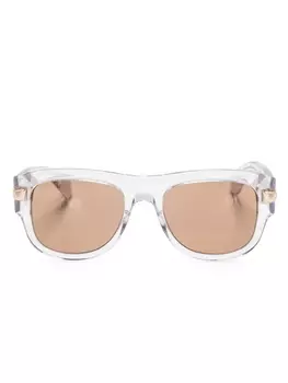 Gucci Eyewear солнцезащитные очки в квадратной оправе с логотипом, нейтральный цвет