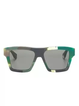 Gucci Eyewear солнцезащитные очки в квадратной оправе черепаховой расцветки, зеленый