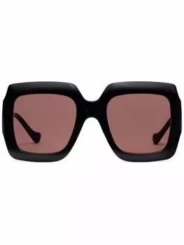 Gucci Eyewear солнцезащитные очки в квадратной оправе, коричневый