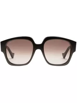 Gucci Eyewear солнцезащитные очки в квадратной оправе с логотипом, коричневый