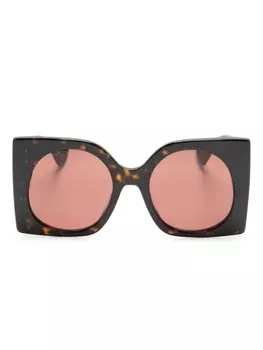 Gucci Eyewear солнцезащитные очки в квадратной оправе черепаховой расцветки, коричневый
