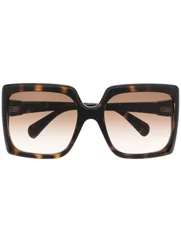 Gucci Eyewear солнцезащитные очки в квадратной оправе с логотипом, коричневый