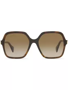 Gucci Eyewear солнцезащитные очки в квадратной оправе черепаховой расцветки, коричневый