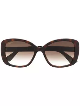 Gucci Eyewear солнцезащитные очки в квадратной оправе с логотипом GG, коричневый