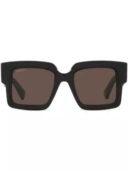 Gucci Eyewear солнцезащитные очки в квадратной оправе с логотипом, черный