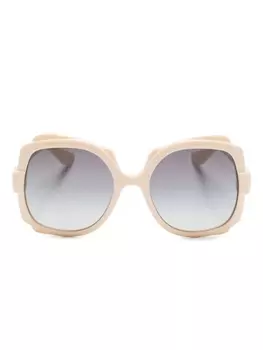 Gucci Eyewear солнцезащитные очки в квадратной оправе черепаховой расцветки, нейтральный цвет