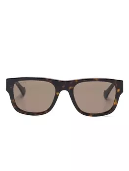Gucci Eyewear солнцезащитные очки в квадратной оправе черепаховой расцветки, коричневый