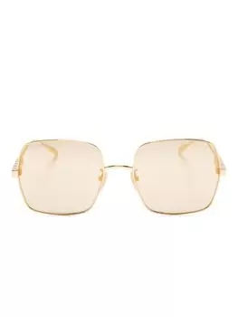 Gucci Eyewear солнцезащитные очки в квадратной оправе с логотипом, золотистый