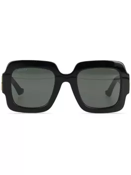 Gucci Eyewear солнцезащитные очки в квадратной оправе с логотипом Double G, черный