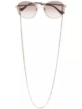 Gucci Eyewear солнцезащитные очки в квадратной оправе, золотой