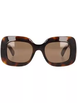 Gucci Eyewear солнцезащитные очки в квадратной оправе, коричневый